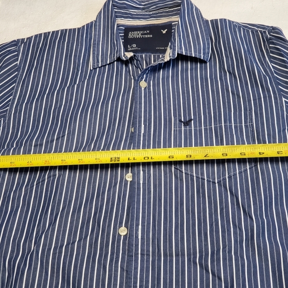 American Eagle, Large, Blue Pinstripe Long Sleeve - Picture 7 of 9